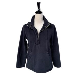 Coldwater Creek Black Cotton Blend Half Zip Pullover Cozy Sweater Women's Small